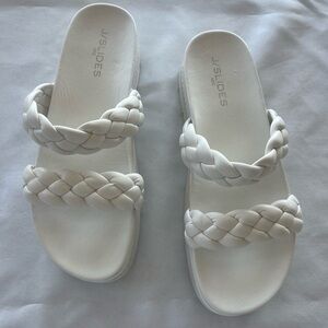 J/SLIDES Women's Ivory Braided Sandals